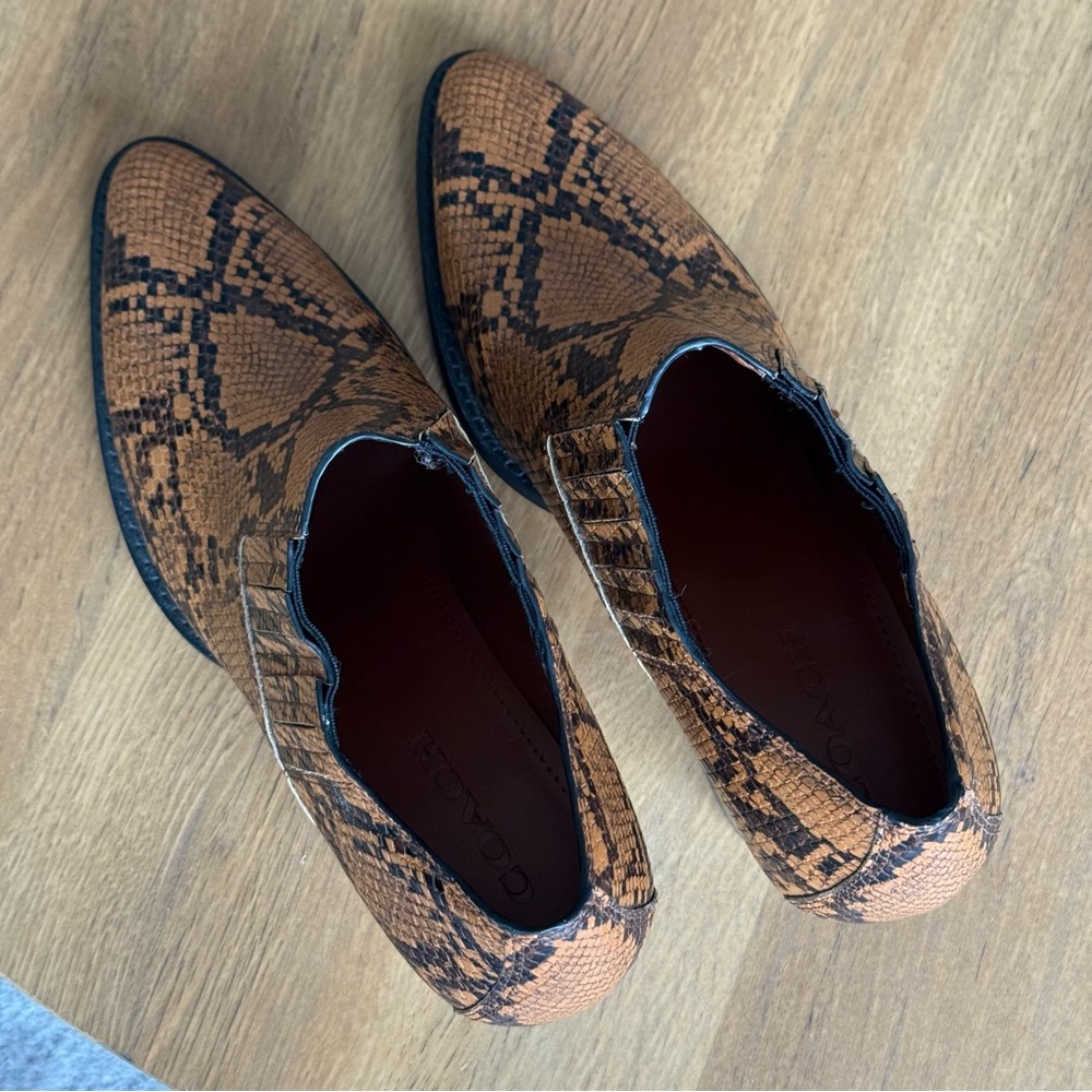 Coach Perri Snakeskin Print Booties Ankle Boots Caramel 9.5 - Picture 6 of 11